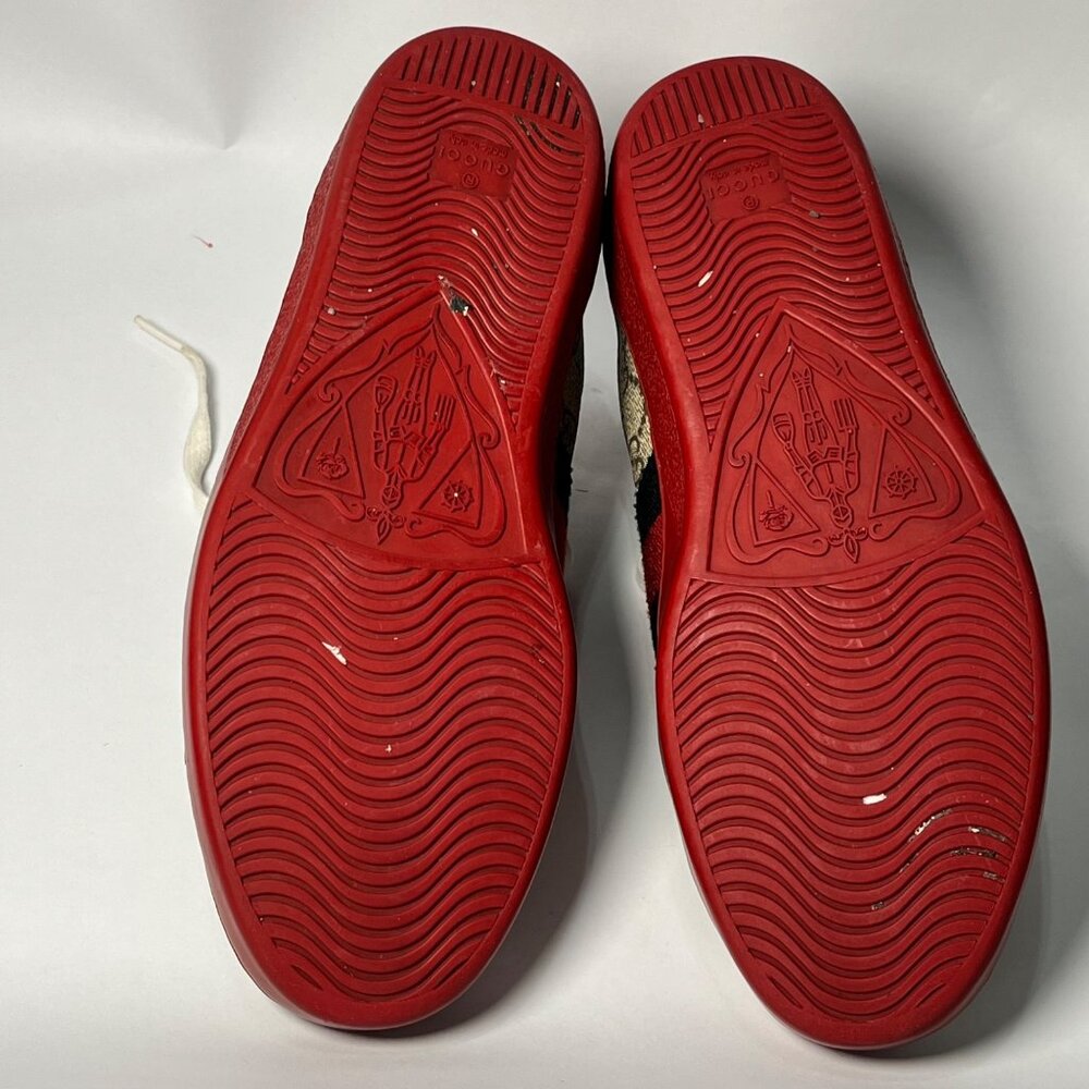 Gucci Mens GG Supreme Sneakers With Red & Blue Accents Size 7 Leather Canvas - Picture 7 of 8